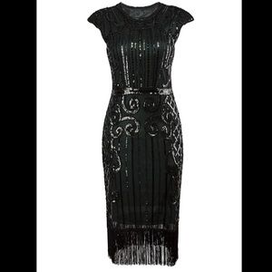 NWT Vijiv Vintage-Insp Beaded DarkGreen Midi Dress